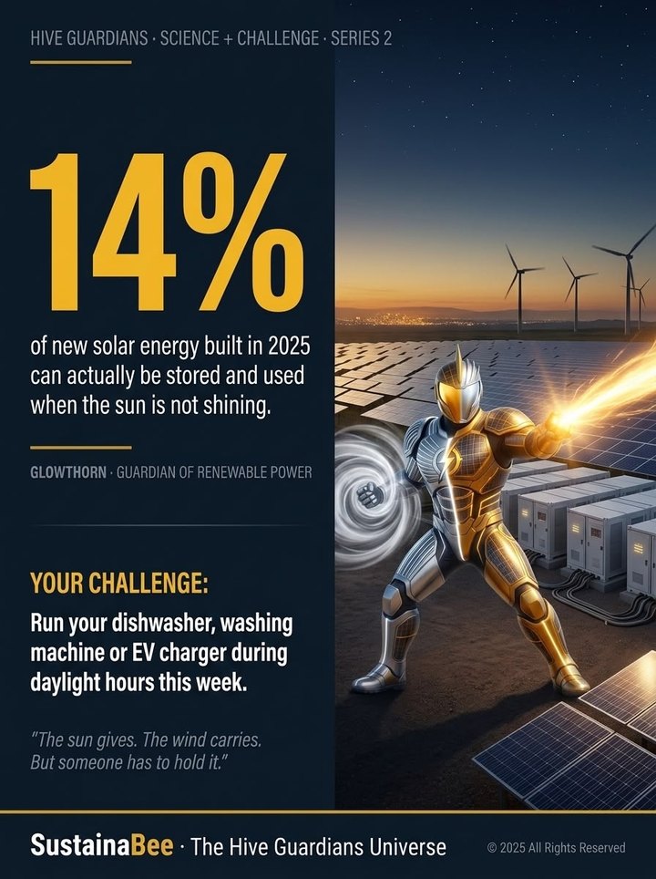Glowthorn science card, a Hive Guardian card about solar energy and storage
